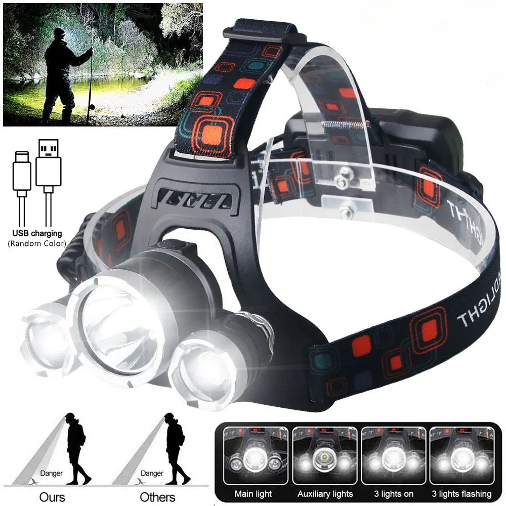 High Power LED Headlamp 18650  - Fish Finder Battery recension och pris
